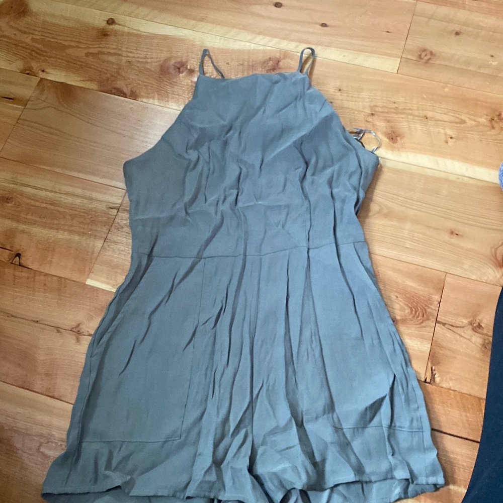 Romper, light green/gray color. Size medium. Looks great with belt around waist